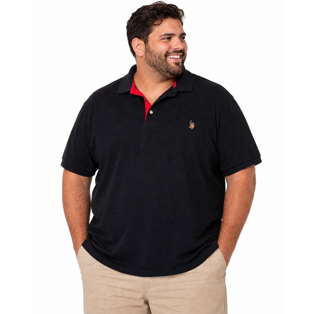 US Polo Assn Black Polo Shirt XL Mens Cotton Short Sleeve Logo Casual Preppy